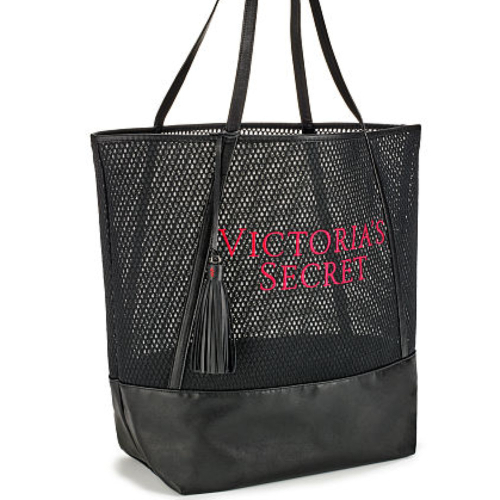 Victoria's Secret Black Tote with Pink Logo